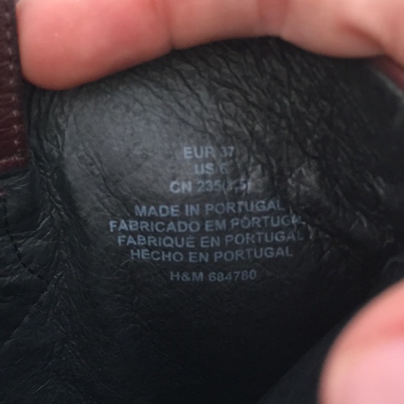 H&M real leather dark red boots size 6.5 - Picture 5 of 5